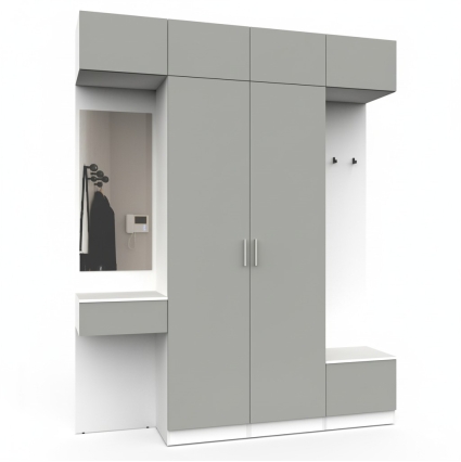 Набор мебели для прихожей "Марсель-207" МР 01-207 В2490 Ш2000 Г420 (ЛДСП Шиншилла серая) Набор мебели для прихожей "Марсель-207" МР 01-207 В2490 Ш2000 Г420 (ЛДСП Шиншилла серая)